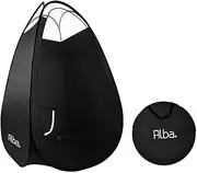 Alba Spray Tan Tent, 100 x 190cm Professional Sunless Pop Up Tanning Tents Spraying Booth Portable Beach Shelter for Outdoor Camping, Washable Zipped Opening Carry Bag Black