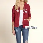 HOLLISTER CO.APPLIQUE LOGO GRAPHIC HOODIE經典美式刺繡貼布連帽外套酒紅