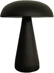 Retro Bar Table Lamp Mushroom Table Lamp LED Touch Sensor Three Color Dimming Desktop Night Light Rechargeable Reading Lamp(Black)