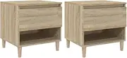 [vidaXL] Bedside Tables (2 pcs Set) – Sonoma Oak – Engineered Wood – Scandinavian Style – Spacious Storage – Moisture Resistant