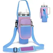 Water Bottle Carrier Bag for Stanley 40oz Tumbler with Phone Pocket Neoprene Water Bottle Holder with Shoulder Handheld Strap Stanley Cup Accessories
