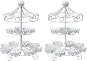 Binxind 2X 2 Layer-12 Count Carousel Cupcake Stand Holder Display Wedding Cake Cup Display Stand