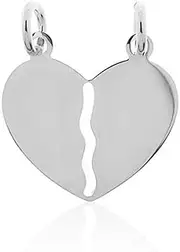 [Monde Petit] Split Heart Pendant 925 Sterling Silver, Sterling Silver