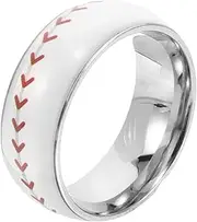 [BRIGHTFUFU] Sports Enthusiast's Choice: Titanium Steel Baseball Ring Stackable Charm Ring Fashion Jewelry for Men Women