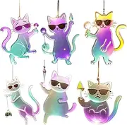 Window Sun Catchers - Light Catcher | 2D Cat Design Acrylic Rainbow Decorations Arts Craft Ornaments for Home Garden Decorative Birthday Stuffers
