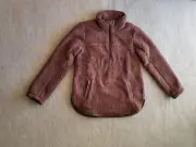 Abercrombie Fitch Women Blush Pink Half Zip Soft Fleece Sherpa Jacket Size L