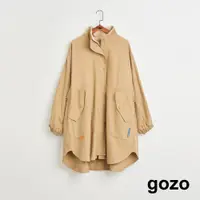 在飛比找蝦皮商城優惠-【gozo】➤大口袋抽繩內絨毛長版外套(卡其/深綠_F) |