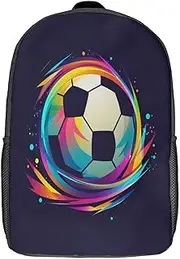 [WUSHAUALNS] School Bags Football Backpack School Bag Rucksack for Girls Boys Backpacks Large Capacity Kids Back Pack Lightweight School Bags for Children Students 17inch
