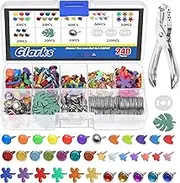 Glarks 491PCS Metal Paper Brads Set, Multi Color and Shape Paper Fasteners with Washers and Hole Punch for Art Crafting and Scrapbooking DIY Projects