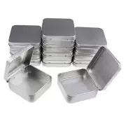 12 Pieces Square Metal Empty Tins Home Storage Containers Organizer Mini Silver