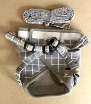 Love it Like a Family Reflective Cat/Small Dog Harness/Leash - Gray Plaid Medium