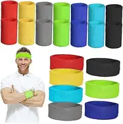[FOYTOKI] 7 Sets Stretchy Headbands Wristbands for Men and Women Fit Sweat Headbands for Yoga Running Fitness Durable Versatile Sports Use Unisex Design