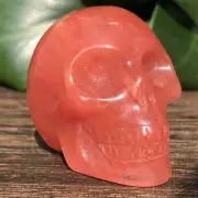 1pc Red smelting stone skull quartz crystal skull carved reiki decor healing 2''