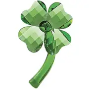 NEW CRYSTAL 4 LEAF CLOVER FIGURINE EMERALD GREEN NEW IN BOX 3-1/2"