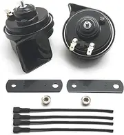 Car Horn, 12V Universal Super Loud Auto Horn, Waterproof Low High Two Tone Fit for Any 12 Volt Vehicles Truck Pickup Boat Replacement Kit (Universal)