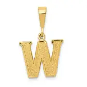 Real 14kt Yellow Gold Textured Initial W Charm