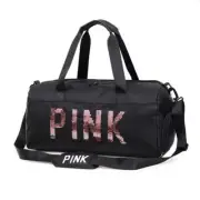 Pink Gym Duffle Bag Waterproof Bags Travel Duffel Bags with Shoes Large Sequins