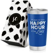 Always Happy Hour at the Lake Stainless Steel Tumbler with Lid and Straw - Va...