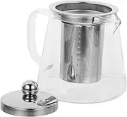 PHENOFICE Clear Glass Teapot with Spout Heat Resistant Kettle for Home and Tearoom Use for Brewing Tea and Hot Beverages Borosilicate Glass Design