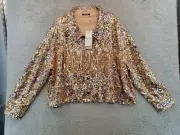 Miss Me Womens M Rose Gold Colorful Sequin Fringe Western Jacket Statement NWT