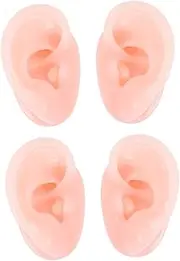 OHPHCALL 2pairs Silicone Ear Models Realistic Imitation Ear Molds for Earring Display Acupuncture Training Soft Flexible Body Parts High Simulation Design