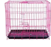 TEHAUX Dog Houses for Small Dogs Dog Folding Cage Small Pet Crate Collapsible Pet Cage Steel Dog Cage Crate with Tray Metal Dog Crate Cage Pet Carrier Crates Pet Dog with Toilet Travel