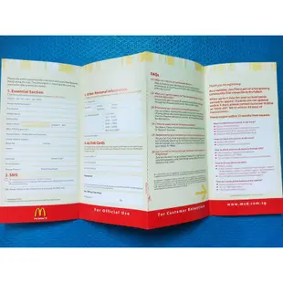 新加坡麥當勞:地鐵卡易通卡註冊摺頁Singapore McDonald's EZlink Registration DM