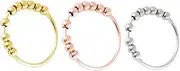Anxiety Relief Ring Set Stainless Steel Bead Ring Rotatable Beads for Mom