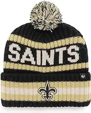 47 New Orleans Saints NFL Bering Unisex Winter Knit Bobble, One Size Fit, Team Badge, Black, Black, One size