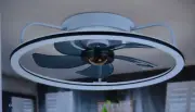 O'Neeldy Flush Mount Ceiling Fan w Light & Remote Control Modern Black Rounded
