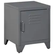 HOMCOM Nightstand 15.75"x15.75"x19.75" Shelf Storage Rectangle 110 lb Cap Grey