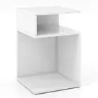 S-Shaped Side Table with Unique S-shaped Frame and 2 Open Compartments-White - C