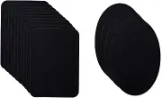 Iron On Patches - 14-Piece Iron On Patch for Clothing, Pants Repair - Adhesive Fabric Patches in 2 Shapes - Easy to Use, No Sewing Needed - Cool Rectangle and Round Patches – Black