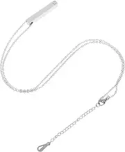 [VILLFUL] Stainless Steel Diamond Necklace Necklaces Couples Necklace Stainless Steel Chain for Men Bar Necklace for Men Metal Pendant Neck Chain Necklace for Women Silver Zircon