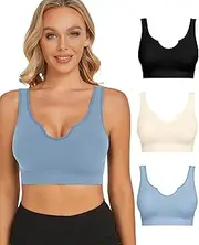 [SIMIYA] 3 Pack Sports Bras for Women Seamless Wireless Bra with Removable Pads for Workout Yoga Running Fitness