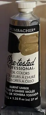 Grumbacher Pre-tested BURNT UMBER oil paint color 37 mL- MADE USA