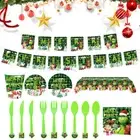 The Grinch Christmas Party Tableware Paper Plates Napkins Table Cloth Xmas DecFT
