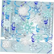 30 Pcs Winter Snowflake Birthday Baby Shower Hanging Swirl Decorations,NO-DIY