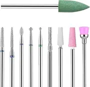 10Pcs Nail Drill Bits Set,Professional Sanding Nail Drill Bit,Alloy Bits Kit,Cuticle Clean Nail Bit for Electric Nail File Machine,Russian Manicure Drill Bits for Acrylic Gel Nails Cuticle Manicure