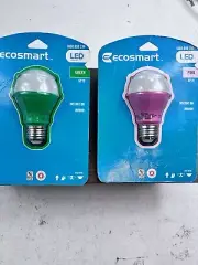 2 Ecosmart LED Bulbs. Set Of 2 (pink & green). New. Sealed GP19, Instant On