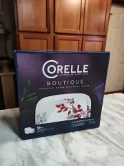 CORELLE BOUTIQUE KYOTO LEAVES 16 PIECE SQUARE PLATE DINNERWARE 4 PLACE SETTINGS