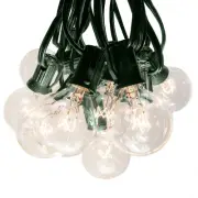 G40 Clear Globe Outside Backyard String Lights with Green Wire - 25’, 50’, 100’