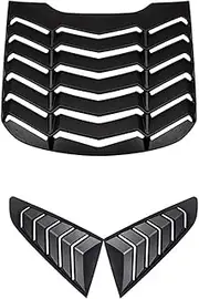Rear+Side Window Louvers Compatible for Ford Mustang 2015-2023 Windshield Sun Shade Cover Vent GT Lambo Style Custom (Matte Black)