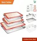 9-Piece Stainless Steel Baking Sheet Set with Silicone Mats and Cooling Racks