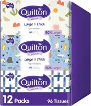 Quilton 3 Ply Large & Thick Facial Tissue 96s x 12 Boxes