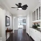 30 in. Indoor/Outdoor Integrated LED Light Flush Mount Black Ceiling Fan