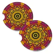 Hippy Sunshine Car Coasters Gift Set Absorbent Sandstone Cup Holder Bling