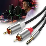 3.5mm Male to 2 RCA M/M Y Cable Aux Jack Premium Gold Plated Audio Stereo (5M)