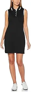 [Callaway] Women's Black Sleeveless Golf Dress, Knee-Length, Solid, Adult, Female, Athletic/Sportswear, Spring, Summer