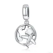 Silver plating Traveling Dream Map & Plane Charm Beads Fit Charm Bracelets Fashion DIY Jewelry